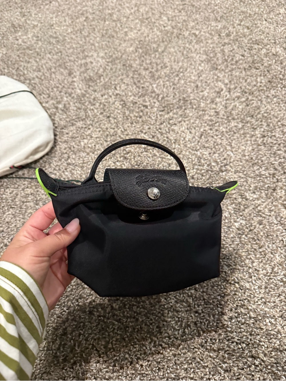 Black authentic longchamp mini purse Top-Handle Nylon Mini Bag cosmetic bag